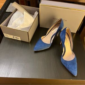 Louise et Cie blue suede heels pumps Sz 37